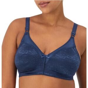 42B Bali Bra Double Support Wirefree Unlined Cool Comfort Wireless Navy Blue